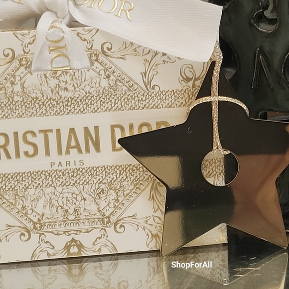 RARE DIOR 2023 Engraved Metal Gold Star Charm Christmas Ornament with dior paper - Picture 9 of 10